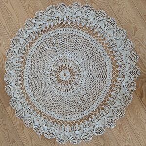 Doily…hand cro.  Cream color. Americana. Elegant.  Lacey.